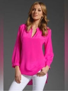 Revolve Amanda Uprichard 100% Silk Forever Shirt Split V-Neck Tunic P